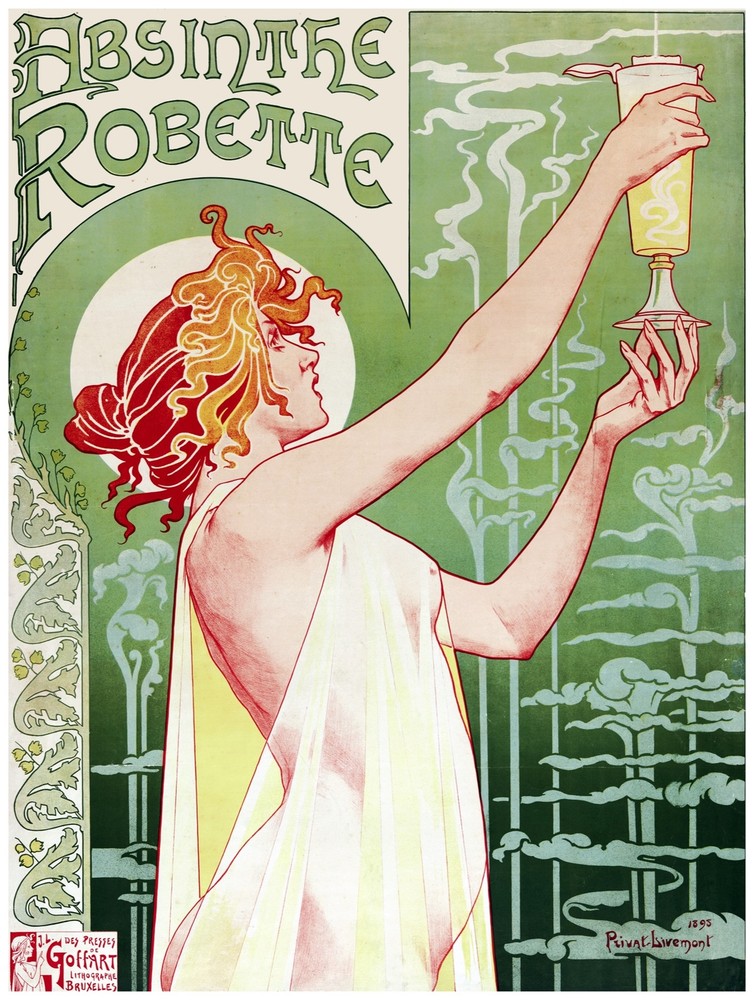 7572.Decoration Poster.Home Room wall art design.Absinthe.Nouveau fashion model-image