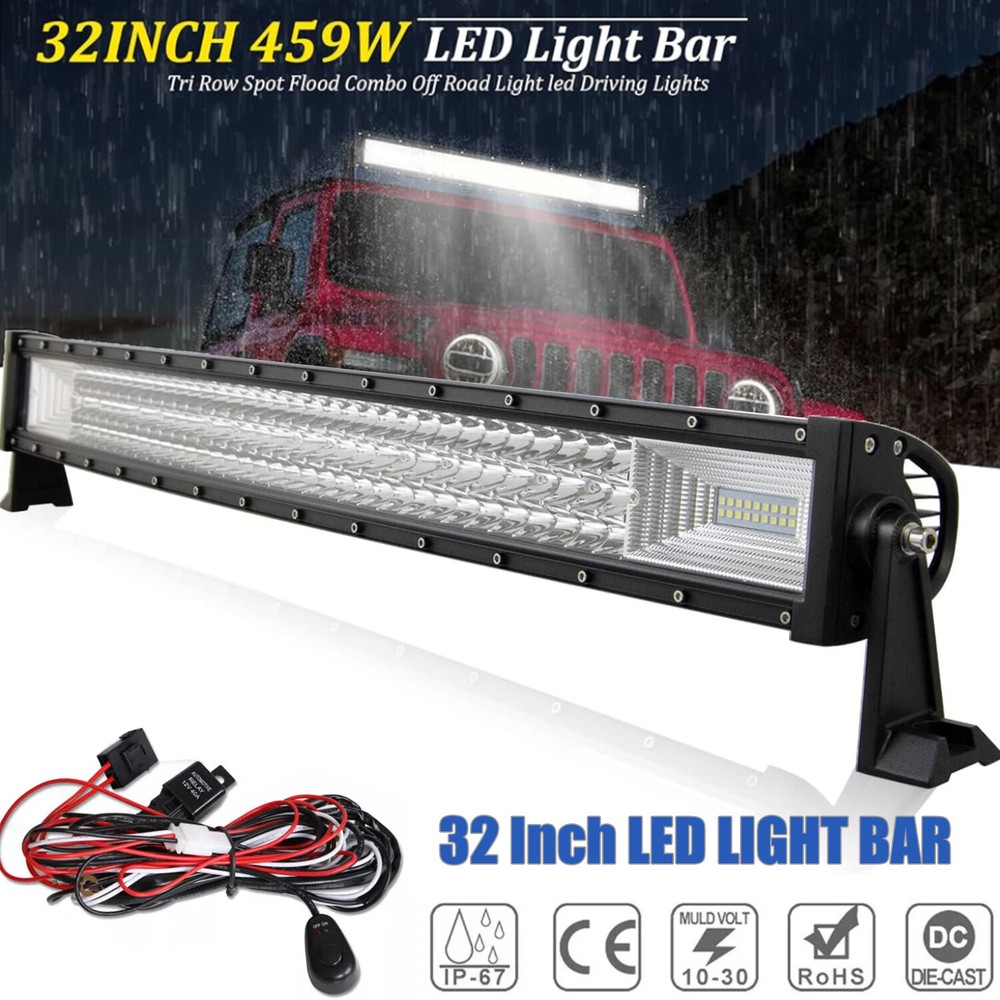 32-Inch Triple Row LED Light Bar Combo Spot Flood for Truck SUV ATV Offroad 4WD