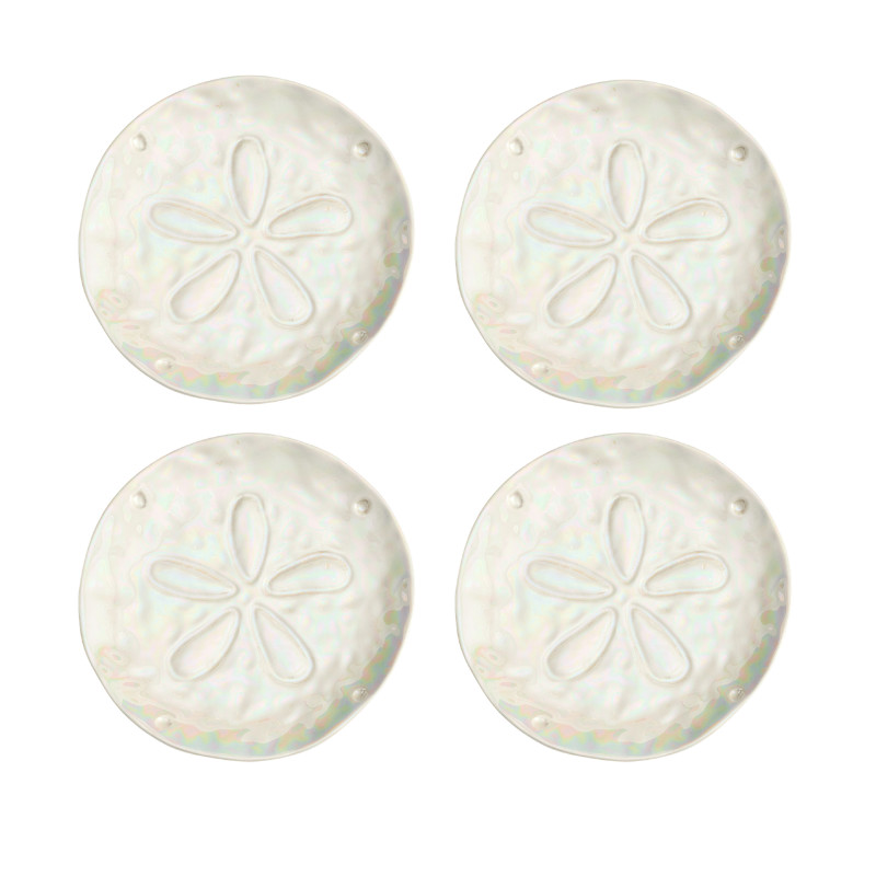 Pottery Barn Pearlescent Sand Dollar Stoneware Salad Plates - Set of 4