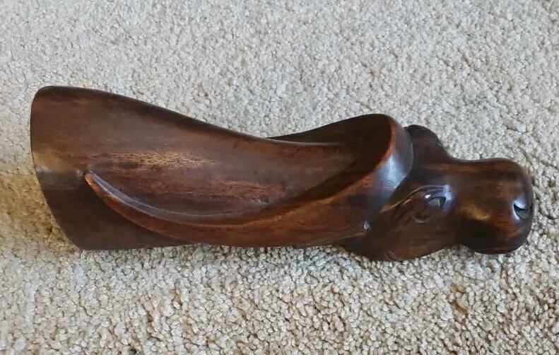 Vintage Hand Carved Ox Head Bull Made In Philippines Statue 10 Inches Tall
