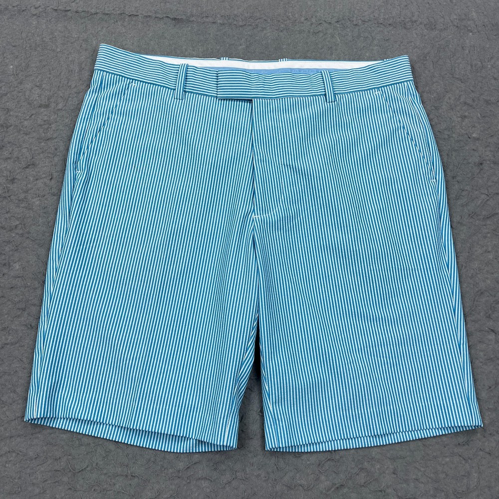 G/Fore Shorts Mens 34 Blue Seersucker Striped Performance Stretch Golf G4MS21B07