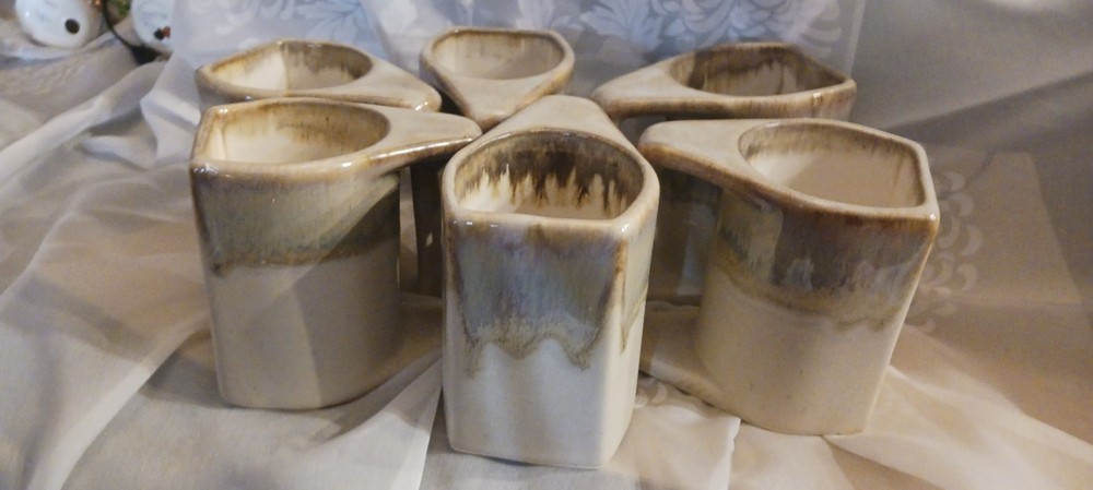 Vintage Rodolfo Padilla Star Coffee Mugs Set Of 6 Drip Glaze