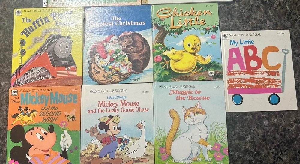 7 Golden Tell-A-Tale Books VTG Disney Precious Moments Chicken Little & More