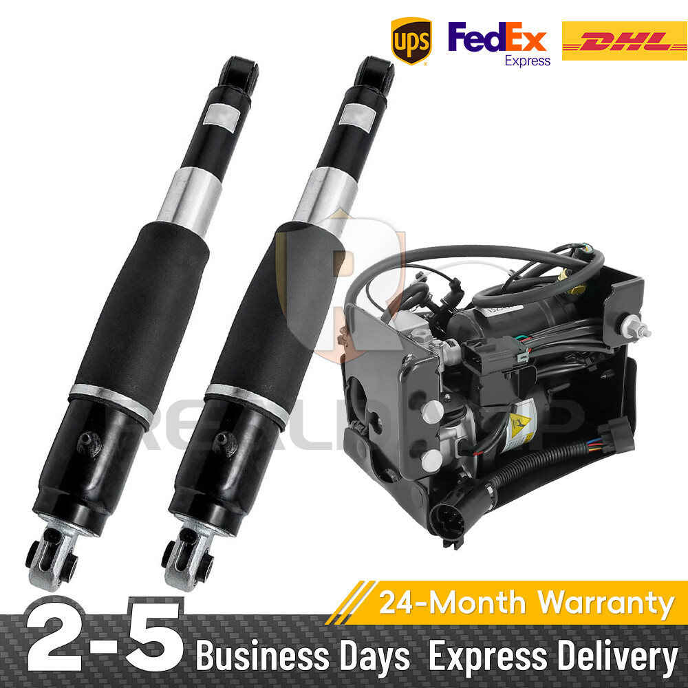 3PCS Rear Air Suspension Shocks Compressor Pump Kit For Escalade Suburban Yukon XL