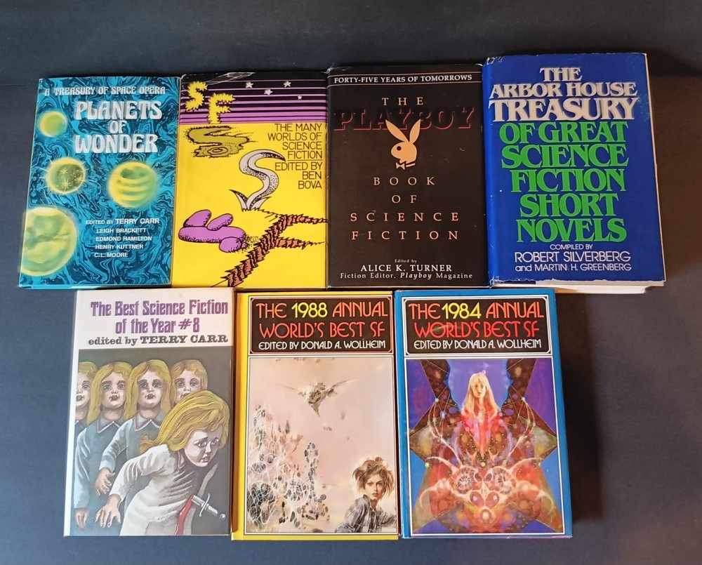 Vintage Sci-Fi Anthology Lot Of 7 HCDJ - Annual World's Best, Terry Carr, Bova