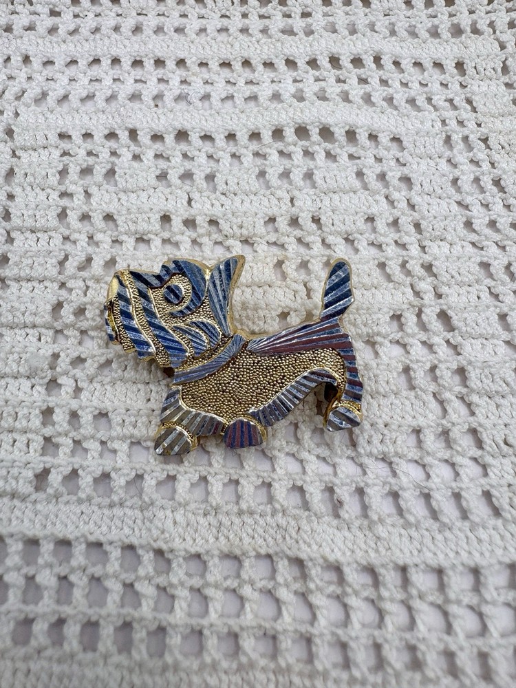 Signed West Germany MCM Scotty Dog Brooch Pin 1 1/8 Inch