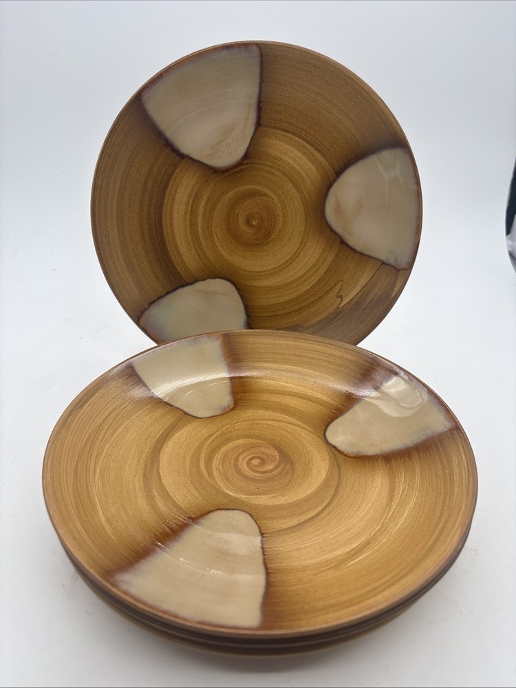 Sango Splash Pattern # 4951 - 8” Salad Plates - Drip Glaze Set Of 4