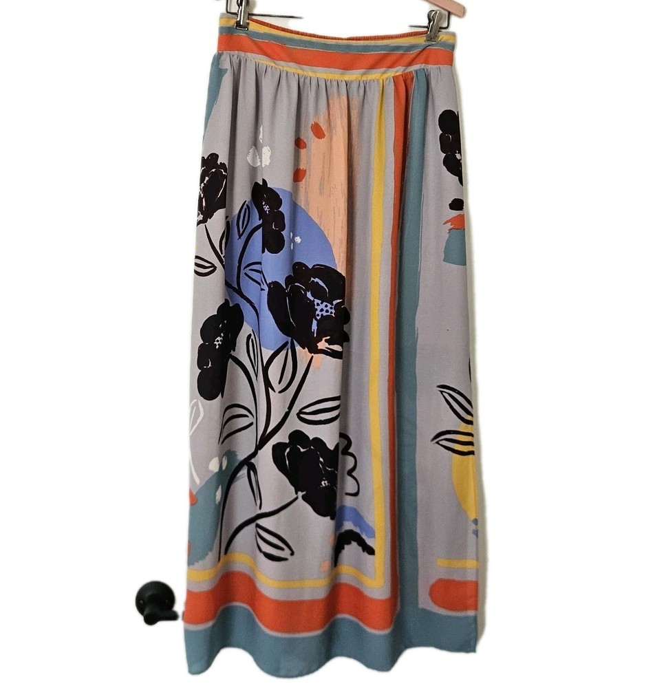 Maeve Anthropologie Skirt M Plain Air Floral Maxi Pull on  Artsy Boho Colorful