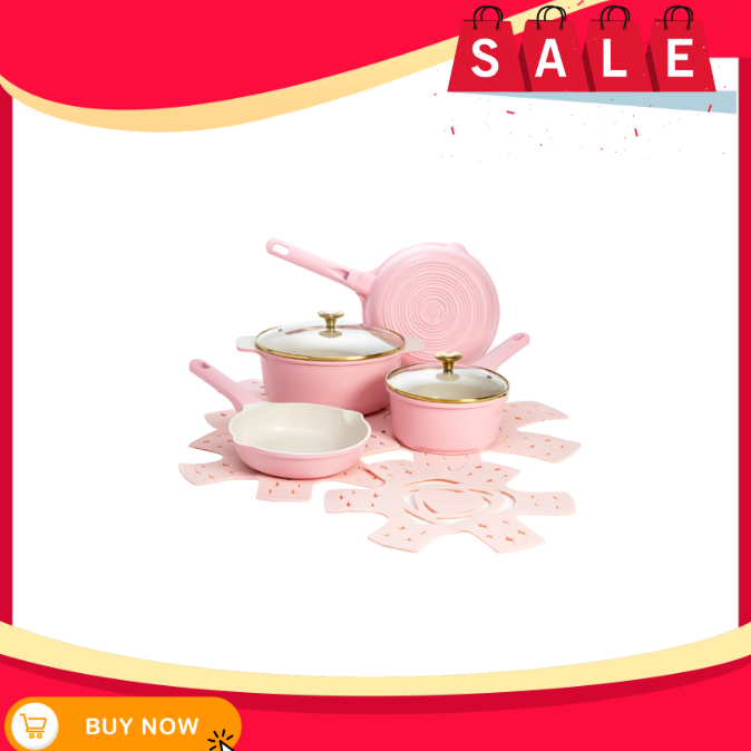 Paris Hilton Ceramic Nonstick Cast Aluminum Cookware Set – Easy Clean & Durable