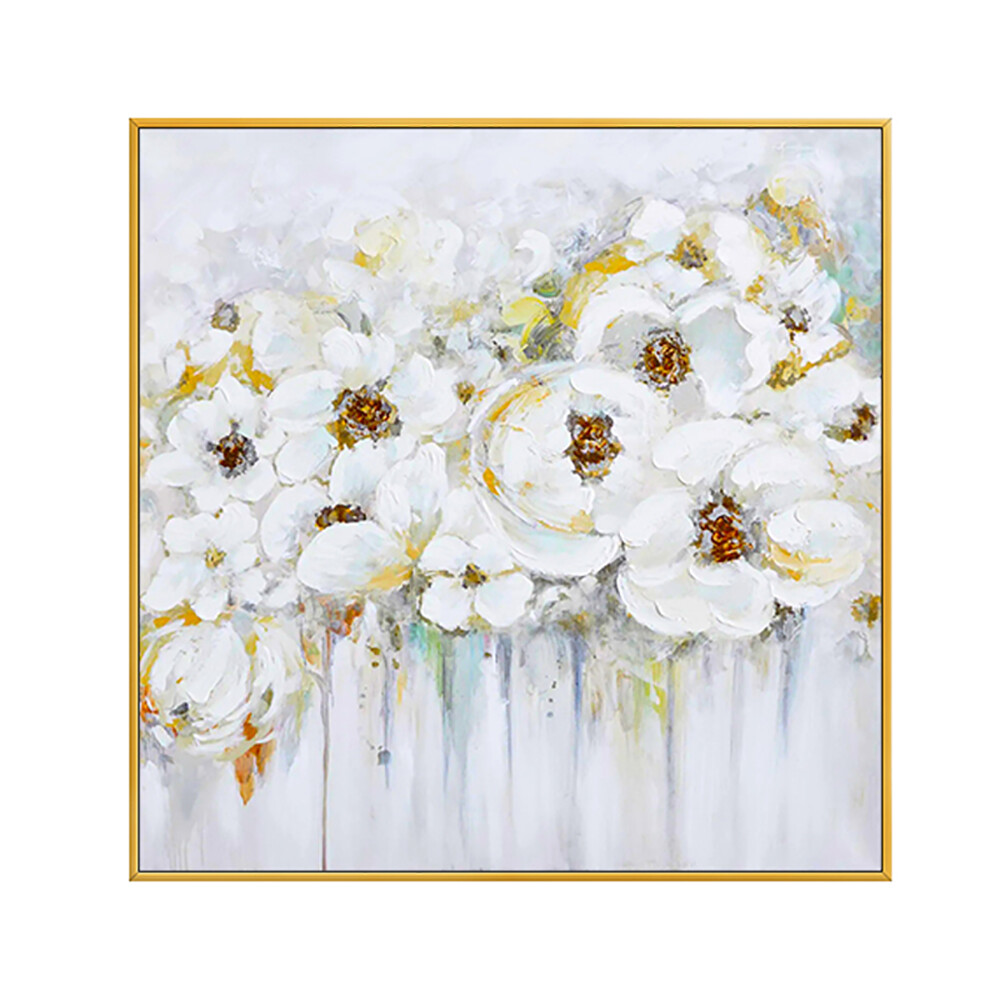 Abstract 3D Knife Oil Painting White Flower Decoration Wedding Home Hand Painted