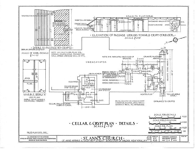 St Anns Church New York NY 1900s Cellar Crypt Plan Architectural Drawing