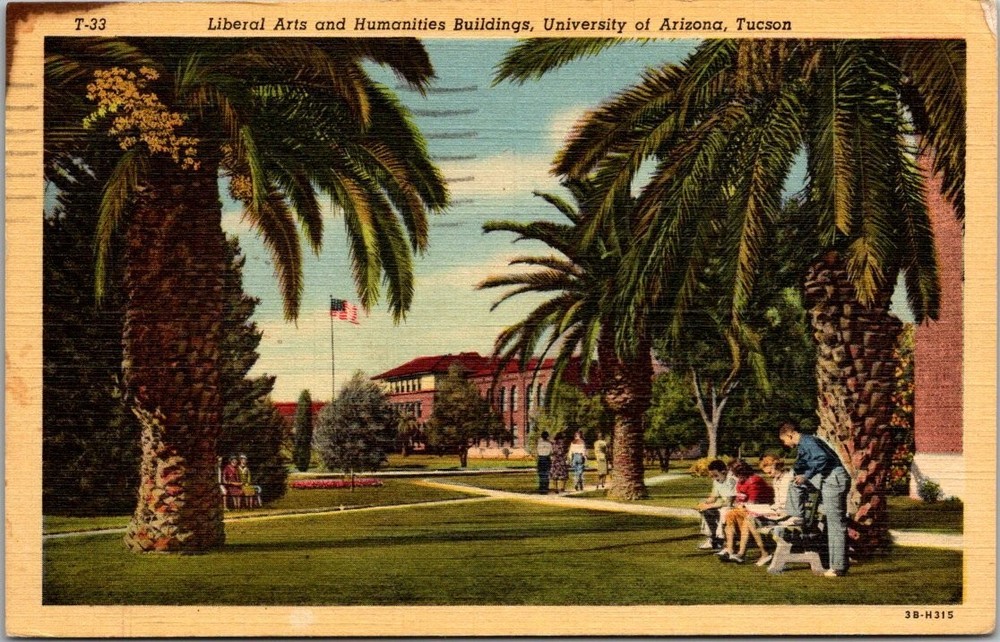 UArizona Liberal Arts Buildings Tucson AZ Linen Postcard 1945 Posted