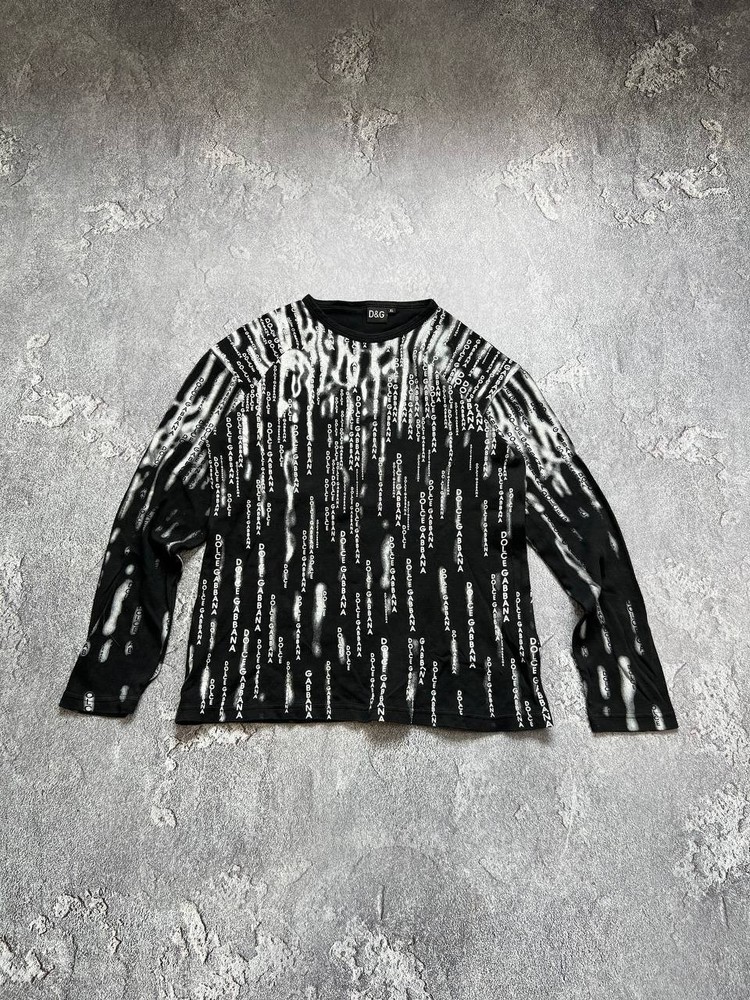 Dolce & Gabbana T-Shirt Long Sleeve Big logo Men Size L, Black, bootleg
