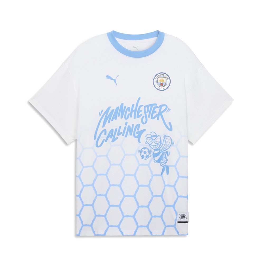 PUMA  Hoops X Manchester City Graphic Crew Neck Short Sleeve T-Shirt Mens White