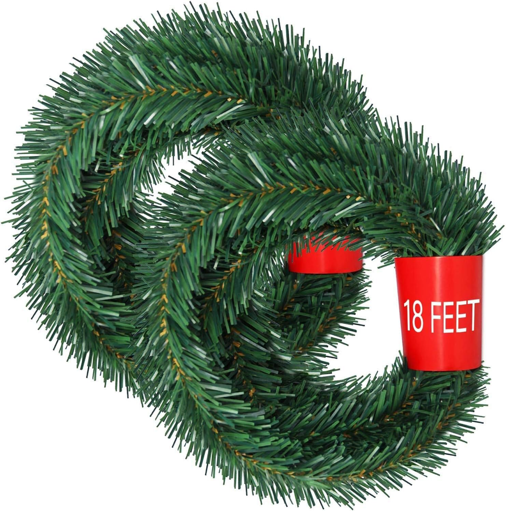 40Feet Christmas Garland, 2 Strands Artificial Pine Garland Soft Greenery Garlan
