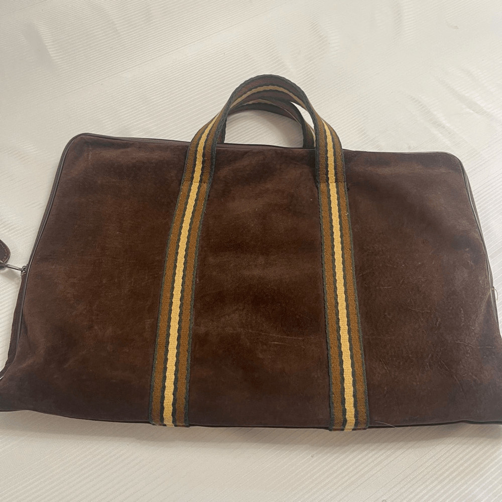 Flora Grossman Brown Leather Bag Clutch Purse Handbag Briefcase Vtg 70s 80s