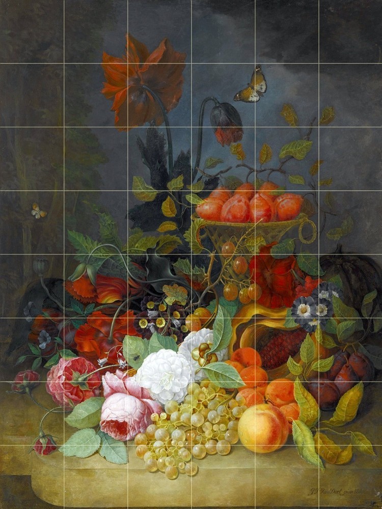 STILL LIFE OF ROSES Tile Mural Kitchen Bathroom Wall Backsplash 25.5x34 Ceramic