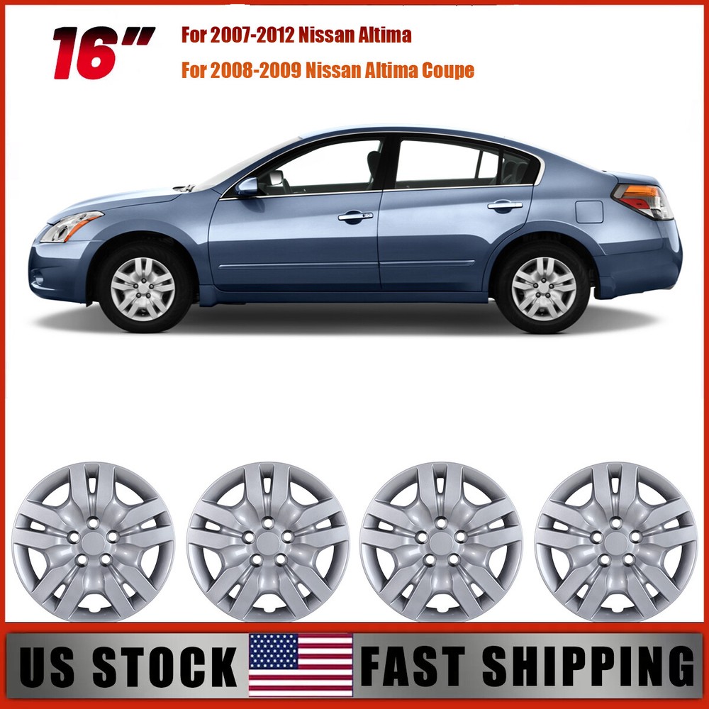 4 Silver 16-Inch Wheel Rim Covers for 2007-2012 Nissan Altima & Coupe  