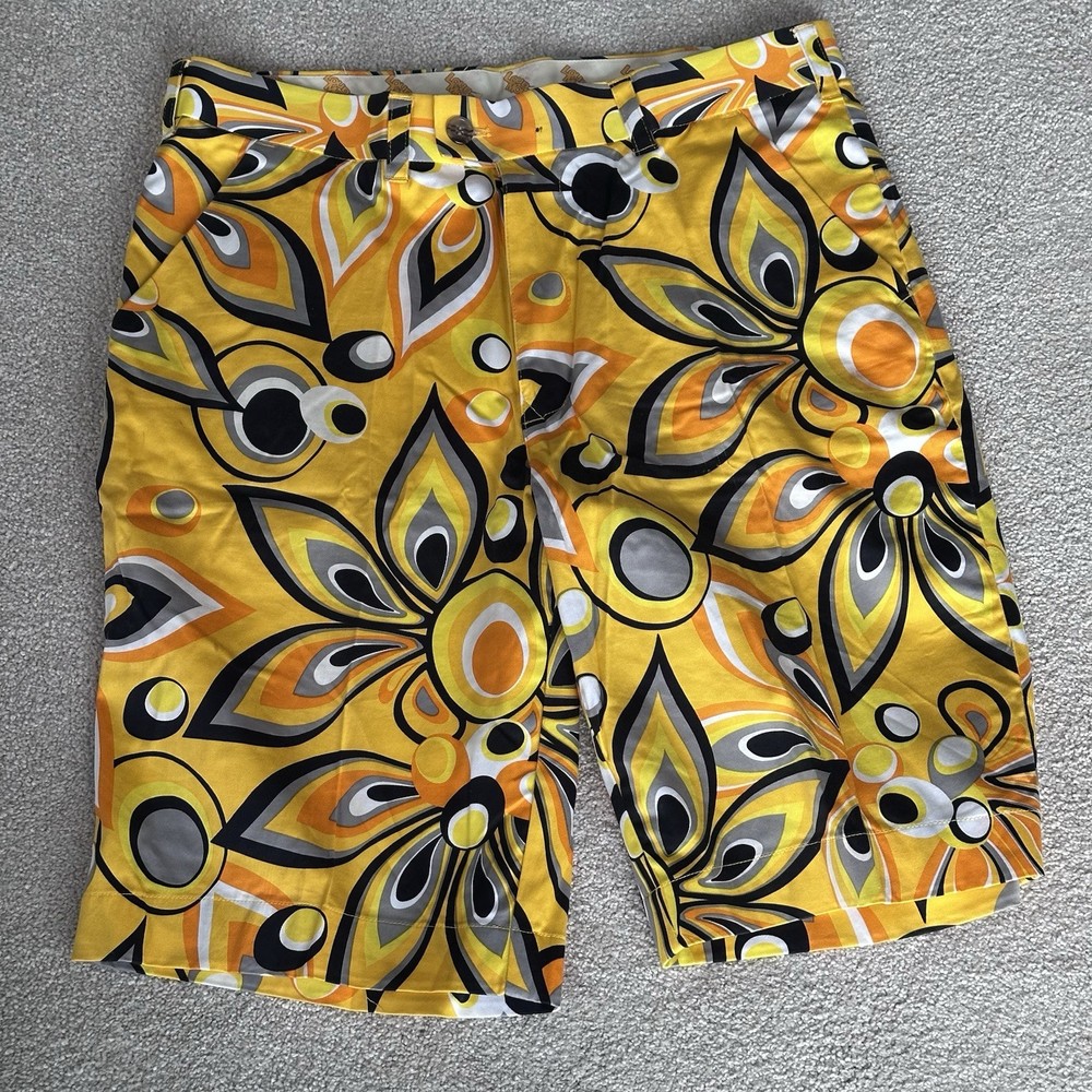 Loudmouth Shorts Men’s 34 Yellow Floral Shagadelic Golf Colorful