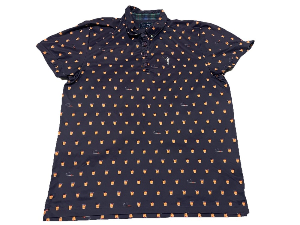 William Murray Golf Polo Shirt Mens L Navy The Old Fashioned Cocktail Drinks