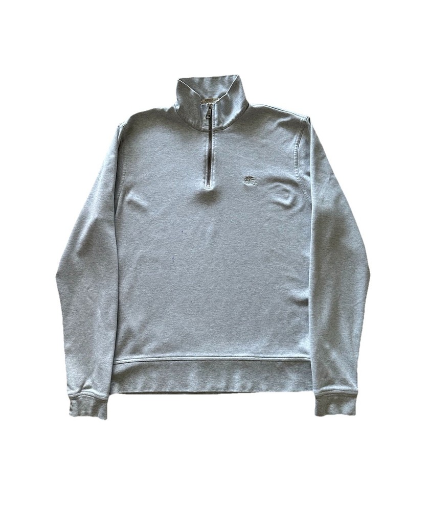 VTG Burberry Brit Sweater Mens XL Gray 1/4 Zip Pullover Golf Sweatshirt Distress