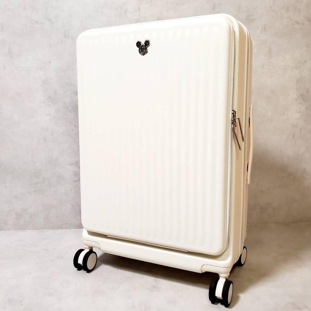 Disney Travel Mickey Mouse Carry-On Suitcase Ivory Spinner Luggage Used JP