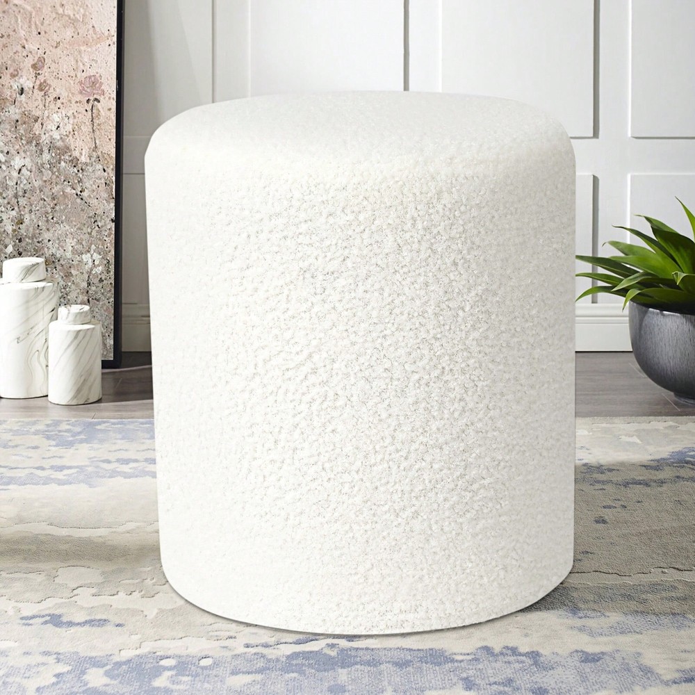 Modern Round Upholstered Ottoman Seat as Dresser Stool or Footstool