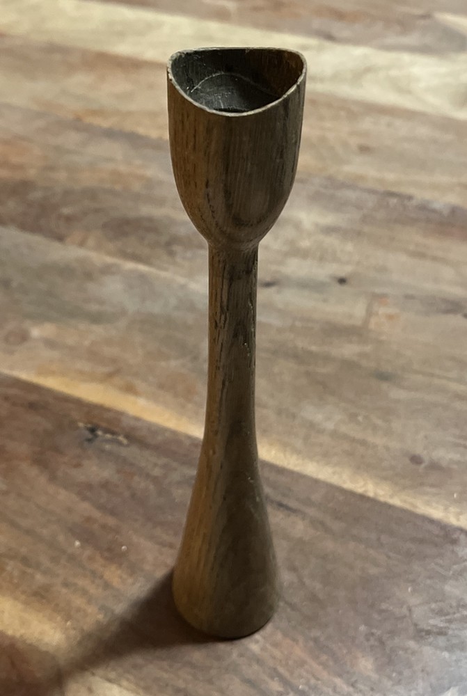 Vintage Mid-Century Modern Wooden Candlestick Holder 10” Tall