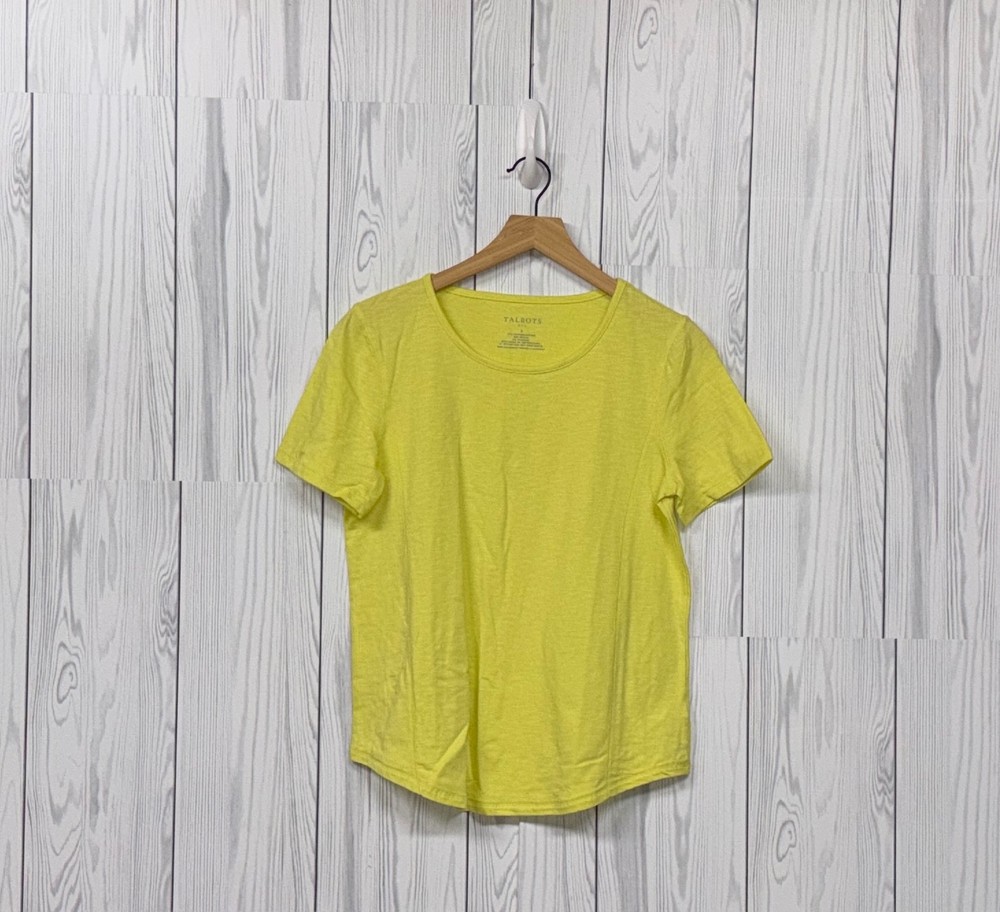 Talbots t shirt womens size small short sleeve solid yellow round neck pullover