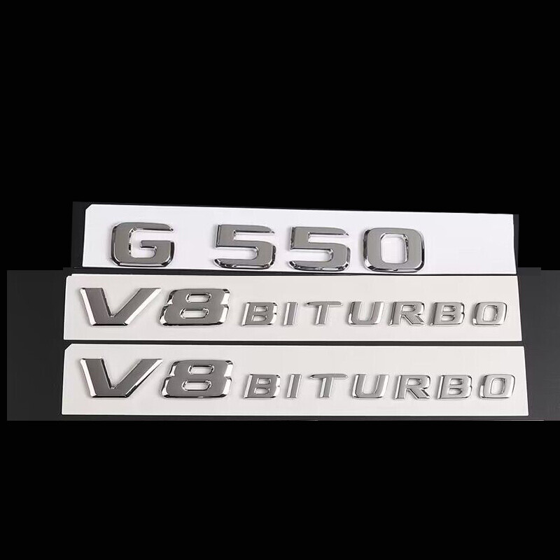 For AM-G Chrome Emblem G550+V8 BITURBOx2 Rear Trunk Fender Badge