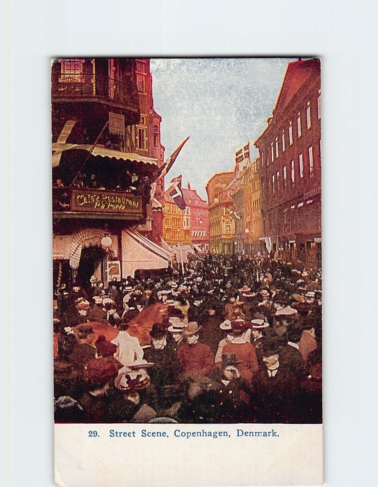 Postcard Street Scene in Copenhagen Denmark