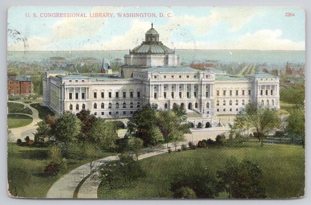 US Congressional Library Washington DC Postcard c.1910 Bosselman Posted