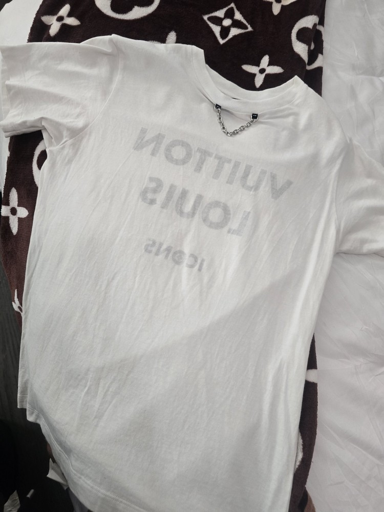 Louis Vuitton Men's White Cotton Graphic Logo T-Shirt XS Crew Neck Short Sleeve