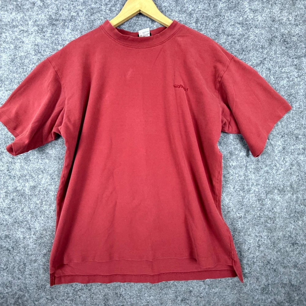 Vintage Gramicci T-Shirt Men Medium Red Embroidered Logo Short Sleeve USA 90s