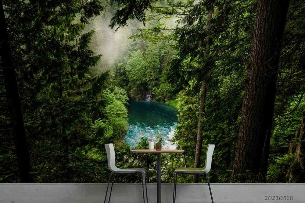 3D Forest Lake Landscape Wall Murals Wallpaper Murals Wall Sticker 7