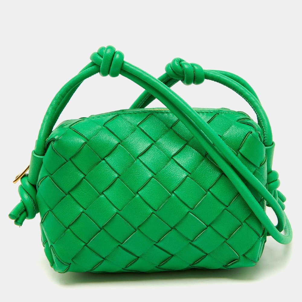 Bottega Veneta Green Intrecciato Leather Candy Loop Camera Bag
