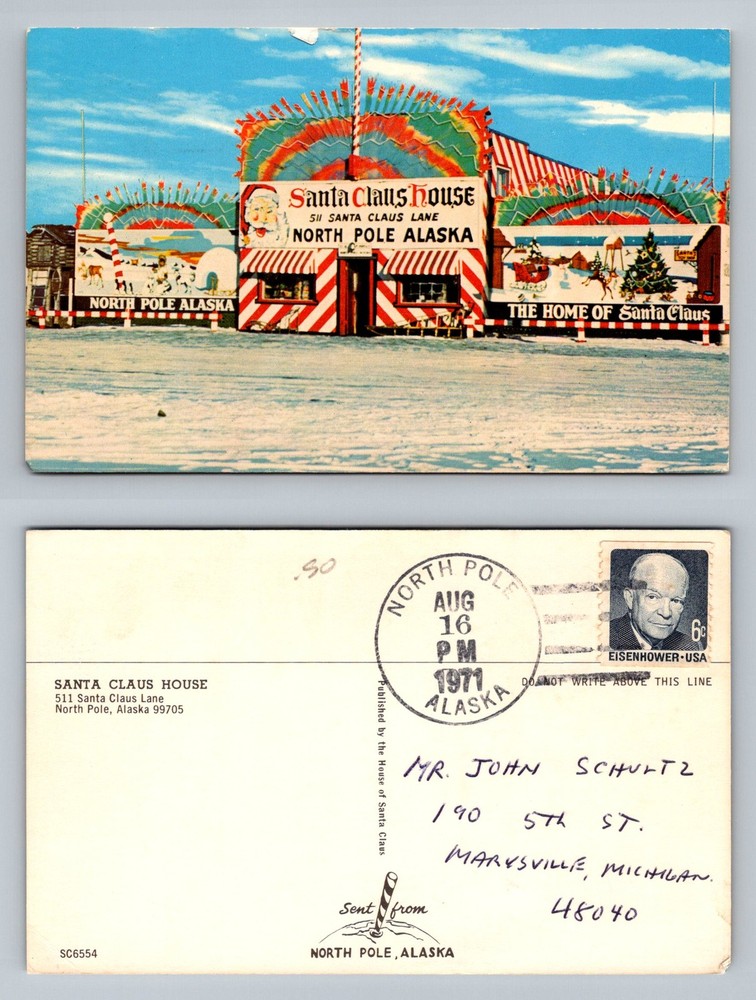 North Pole, AK-Alaska, Santa Claus House Home Of Santa Vintage c1971 Postcard