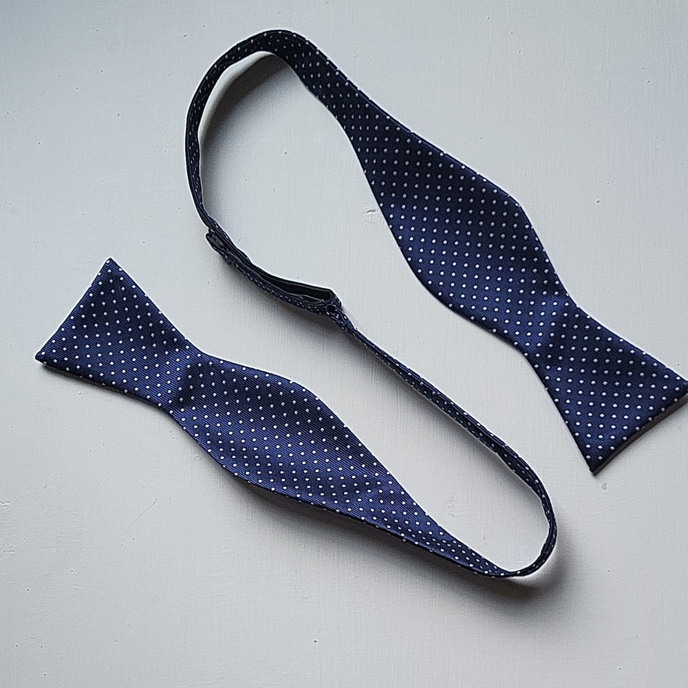 Navy White Polka Dot Adjustable Men's Bow Tie Classic One Size