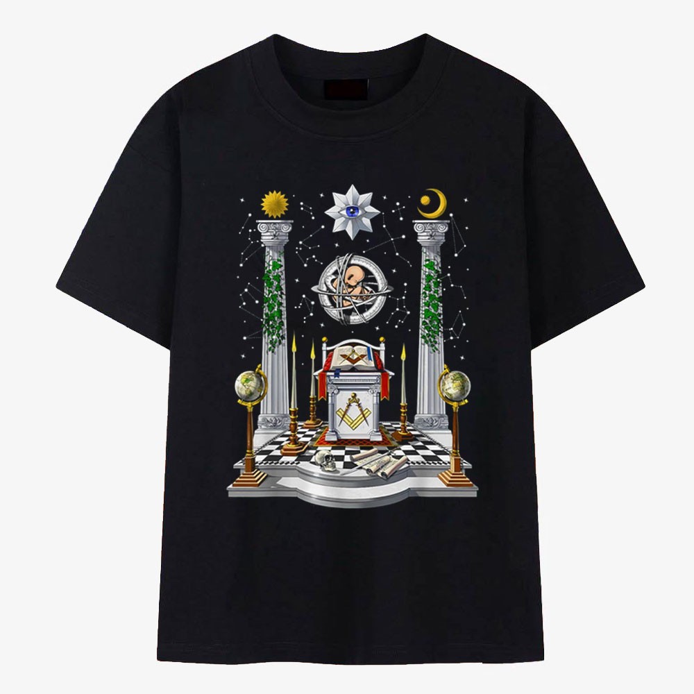 Masonic Lodge Freemason T-Shirt Square and Compass Freemasonry Graphic Tee S-5XL