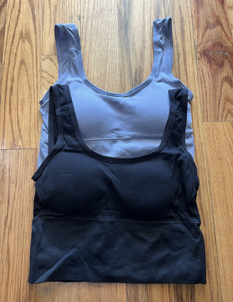 Women’s Sports Bra Lot of 2 Size S Black/Gray Solid Pullover Wireless