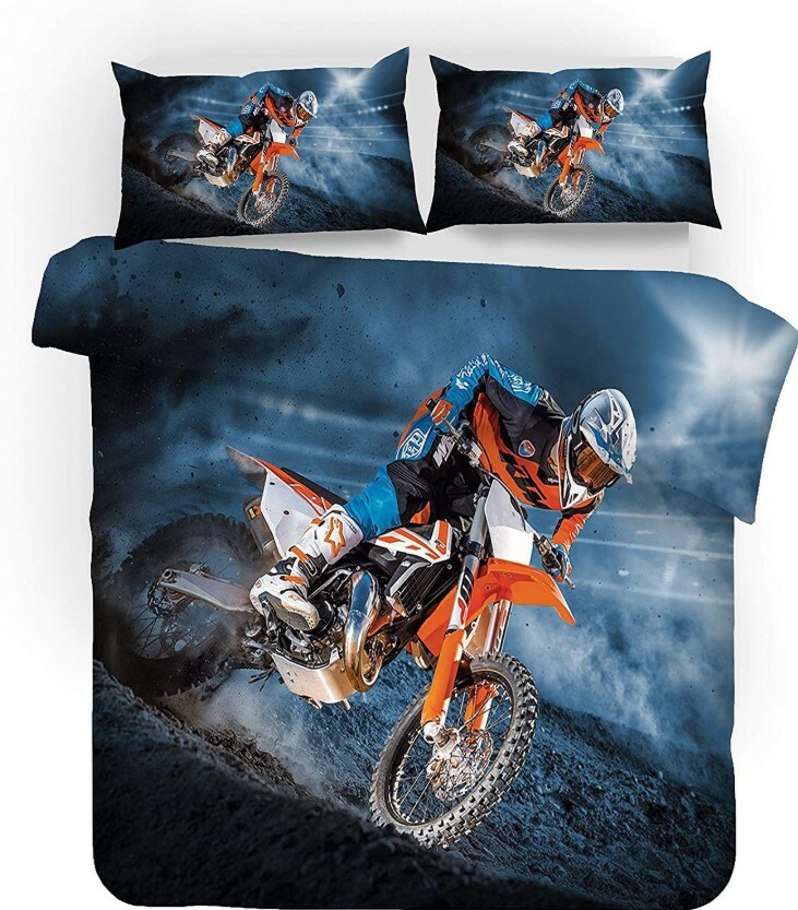 3D Motocross Sport Duvet Cover Queen Motorcycle Comforter Cover Pillowcase