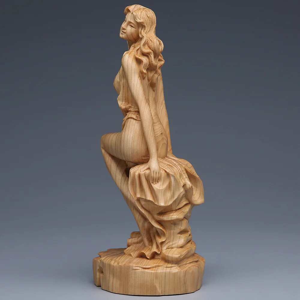 Cliff Cypress Wood Carving Free Beauty Solid Ornaments Home Accessories Statues