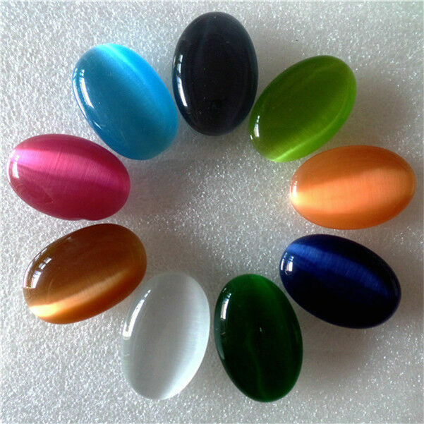 30pcs 30x20mm Mixed Color Cat Eye Oval Cabochon Beads for Jewelry Making  