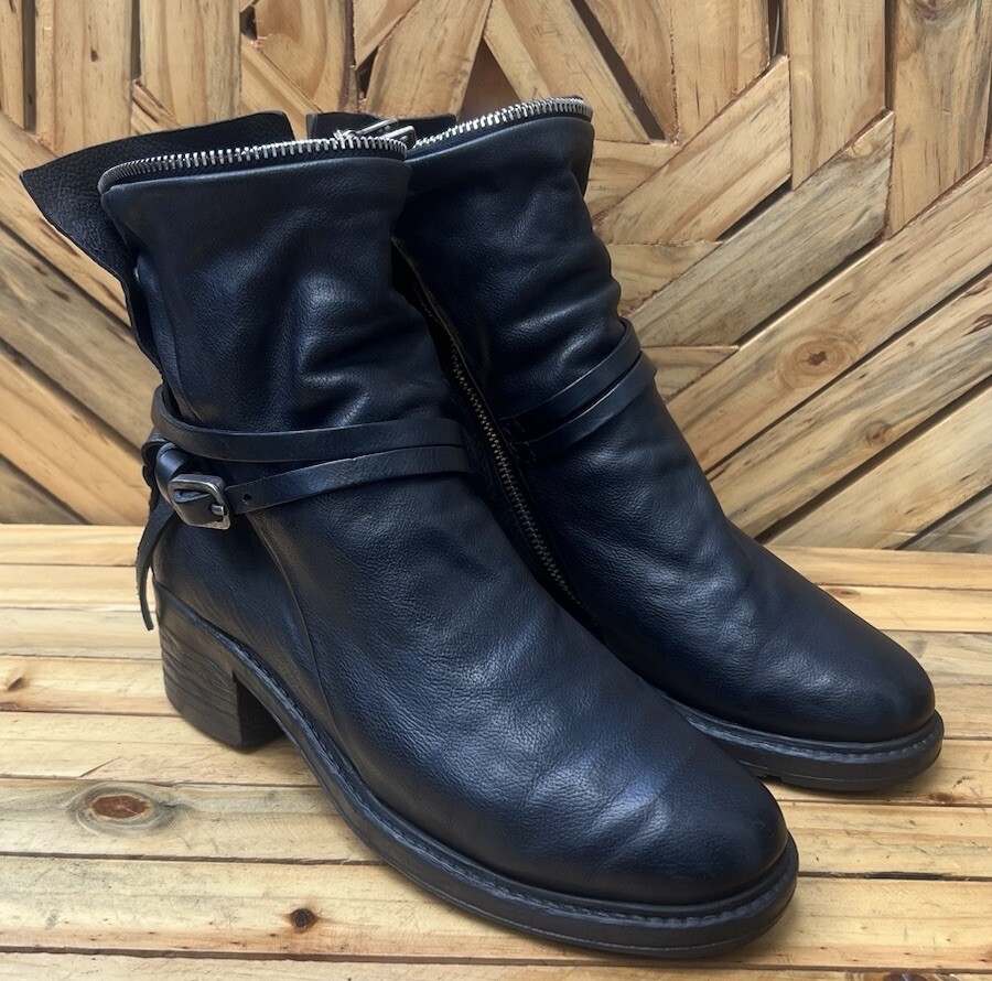 As 98 Airstep Italian Zipper Boho Biker  Black Ankle  EUR 38/US 7.5-8