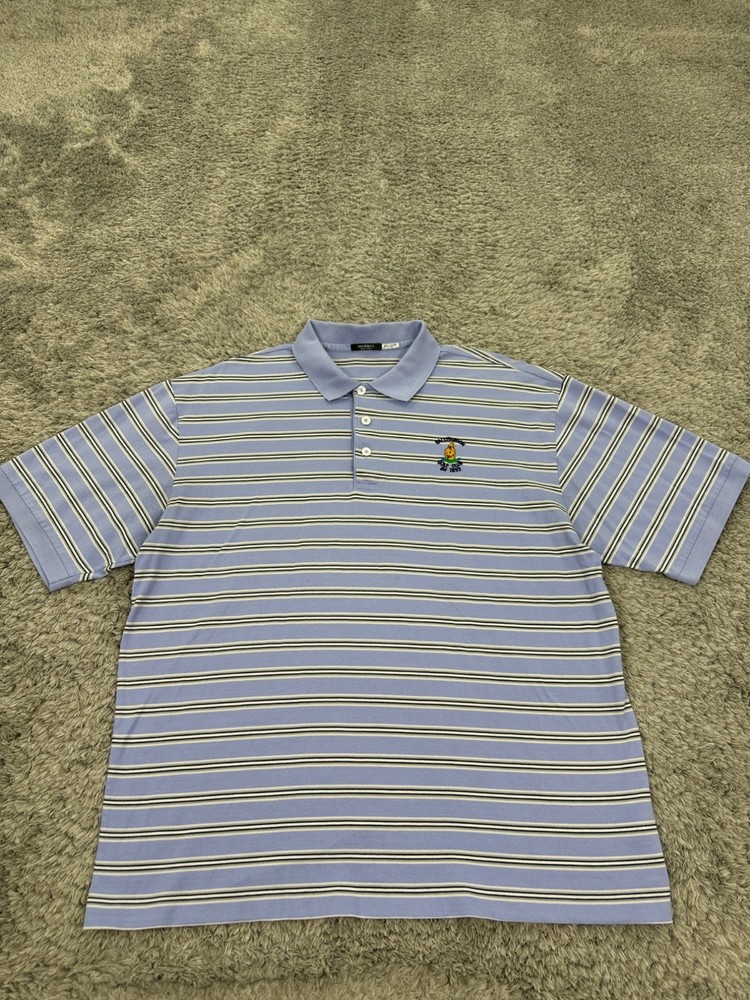 Marbas Polo Men Large Blue Striped Ballybunion Golf Club Shirt Made In Italy