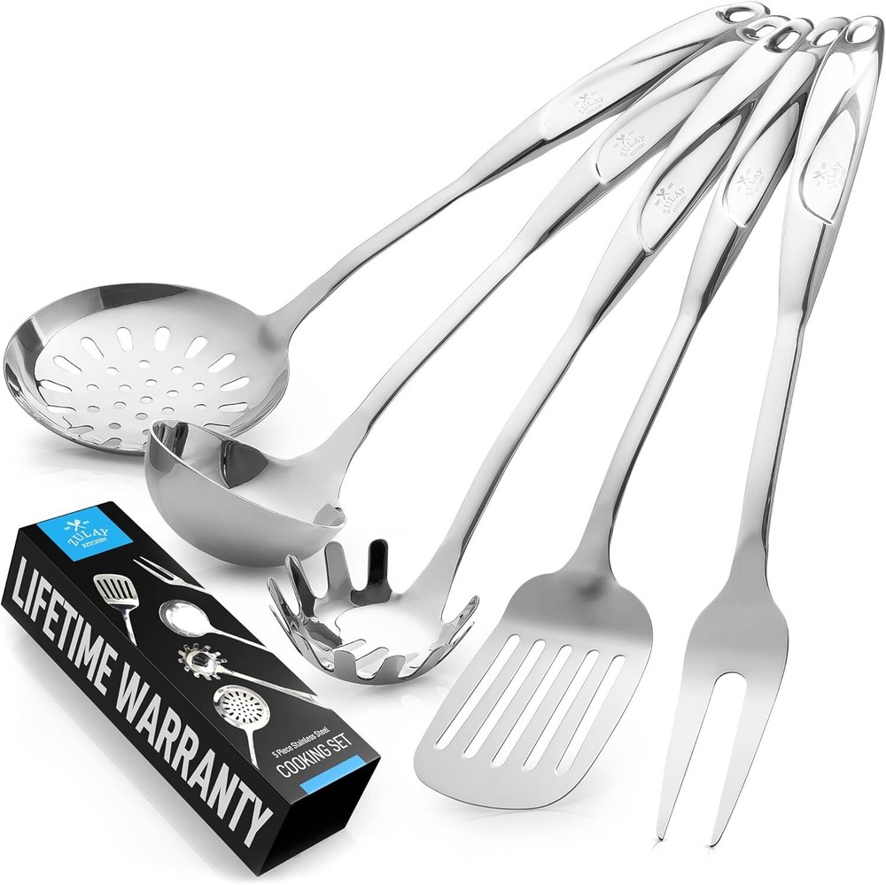 Zulay Kitchen 5-Piece Silver Stainless Steel Cooking Utensil Set
