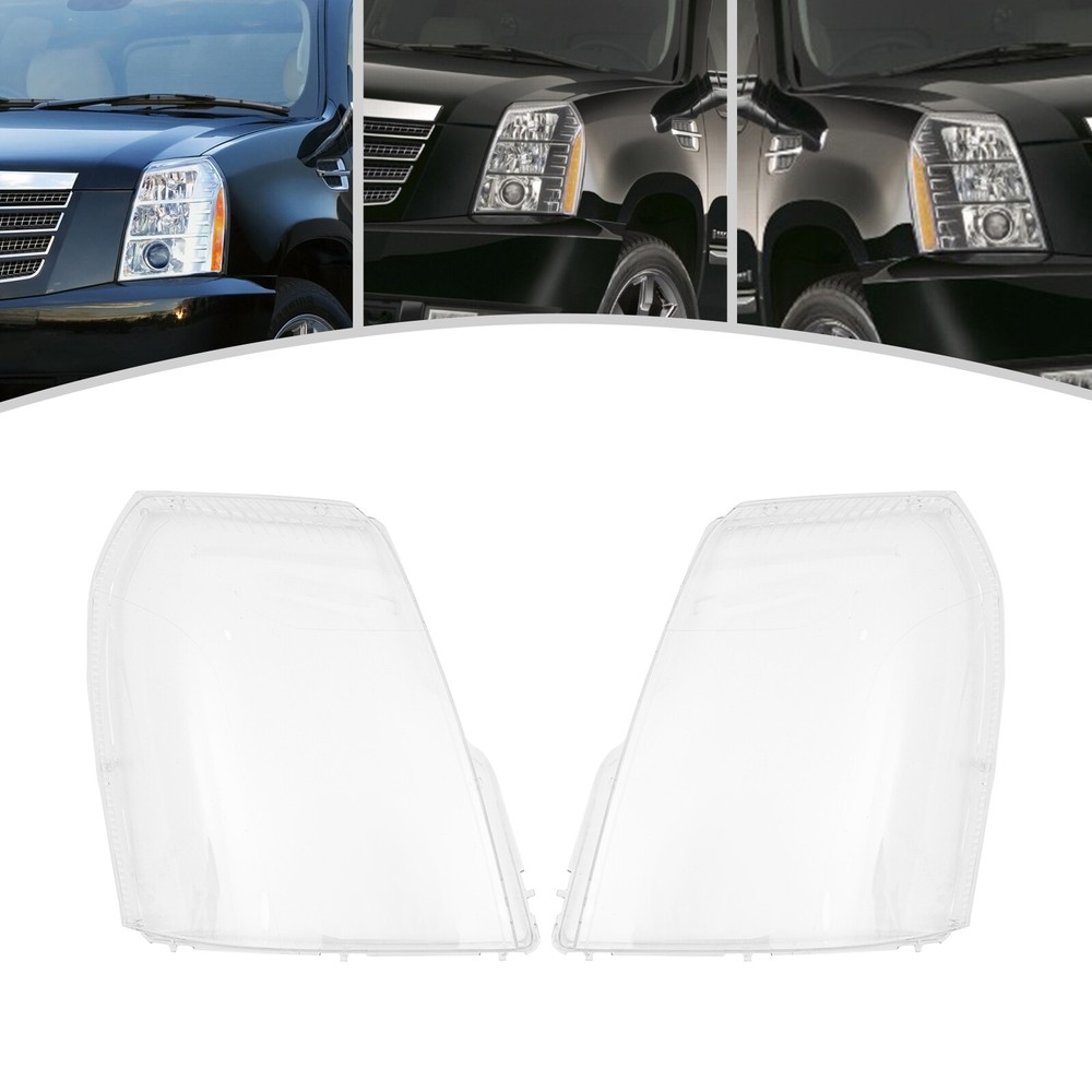 A Pair For Cadillac Escalade 2007-2014 LH&RH Clear Headlight Lens Covers Replace