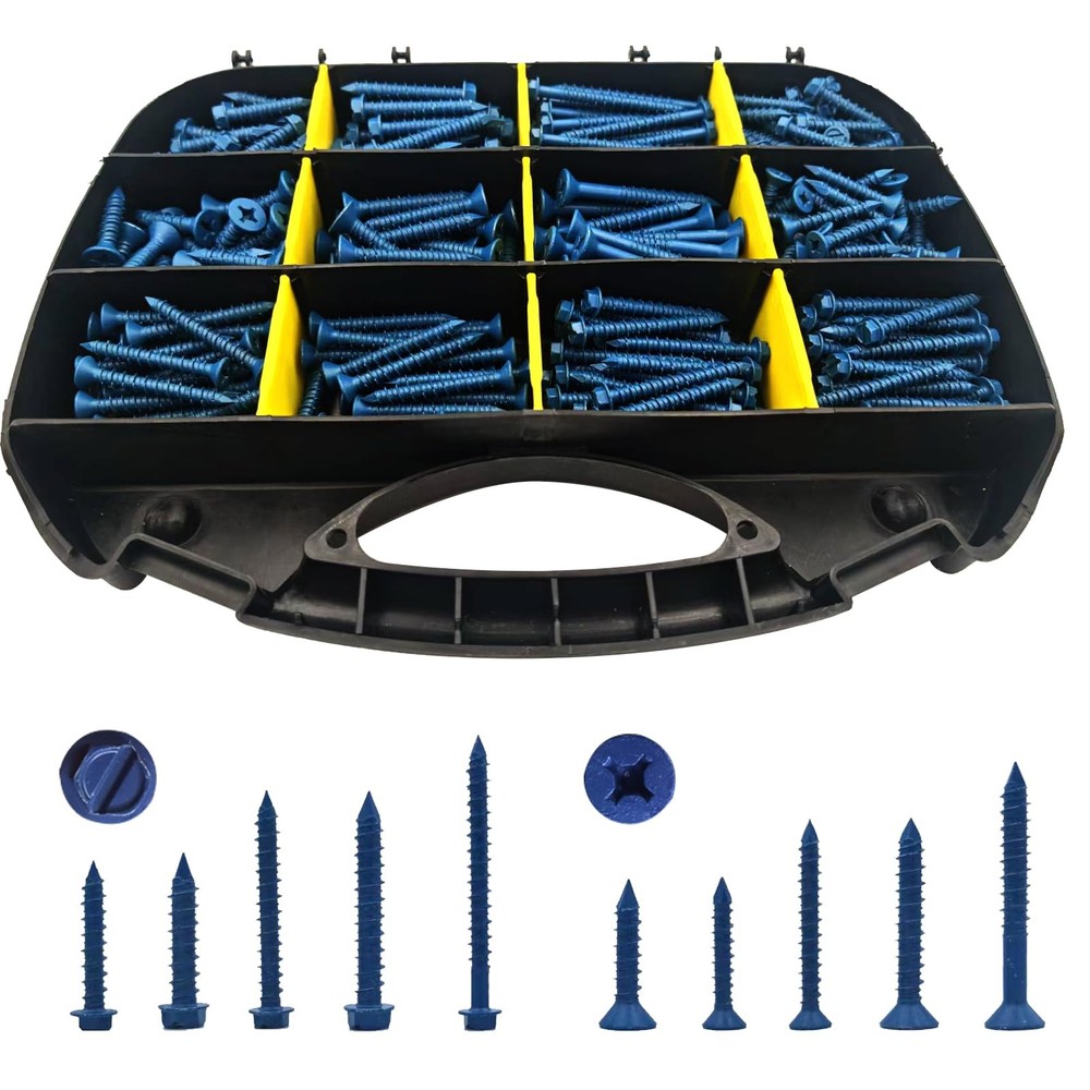 300PCS Concrete Screw Assortment Kit for Masonry and Construction