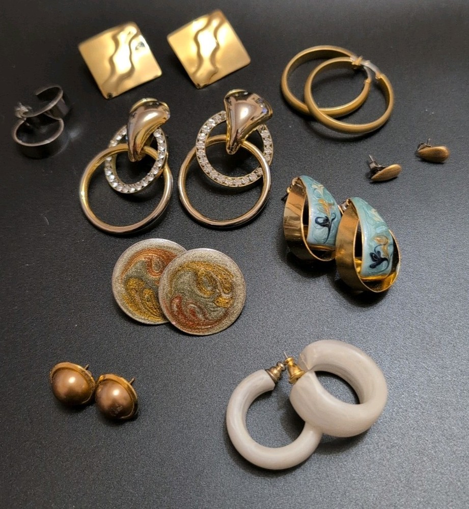 Vintage 60s/80s Lot Of 9 Pierced Earrings