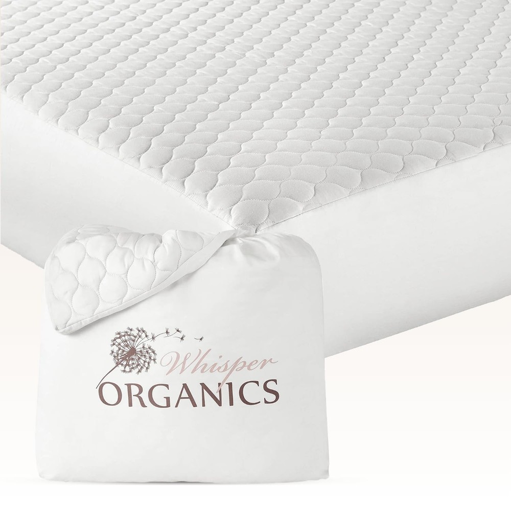 100% Organic Cotton Cooling Mattress Pad Protector Breathable Soft Hypoallergenic  
